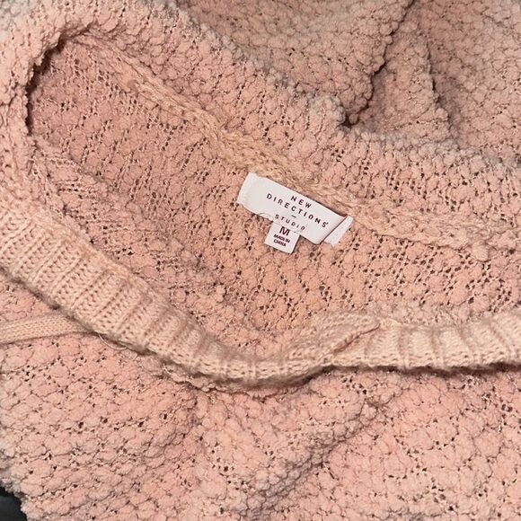 New Directions Slouchy Hooded Sweater with Drawstrinfs Mauve Pink Medium M - Picture 5 of 5